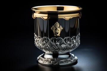 a silver and gold cup