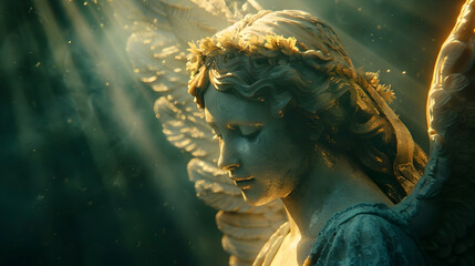 Angelic Presence Emanating Serenity Amidst the Shadows with Radiant Halo