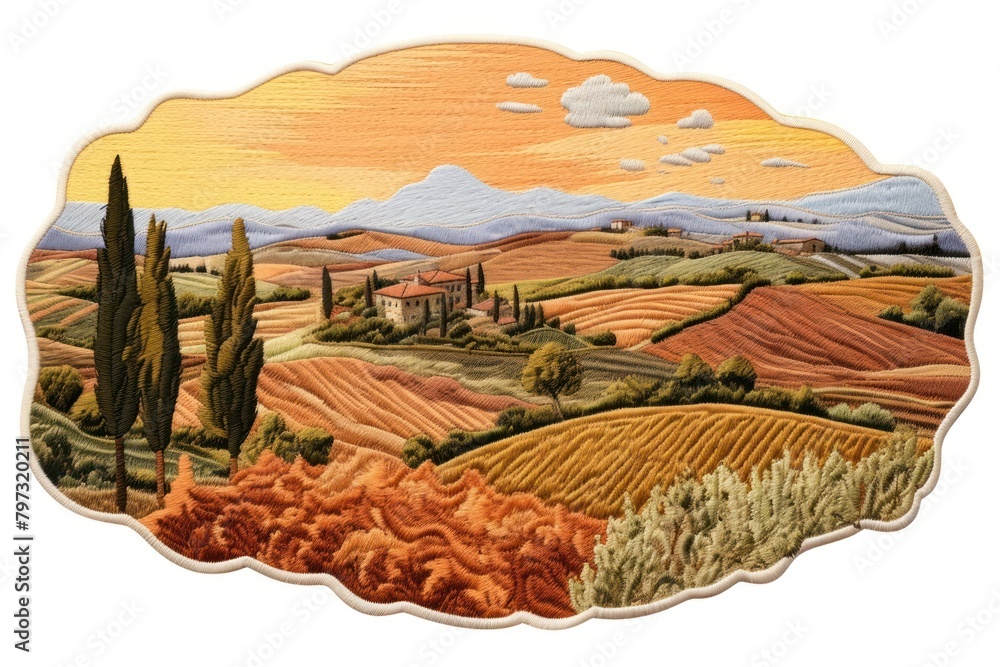 Wall mural tuscany landscape agriculture painting plant.