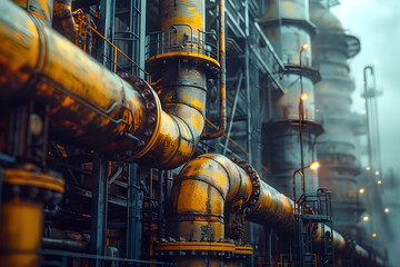 Brooding Industrial Soundscape:Sinister Pipes and Machinery in a 3D Factory Render