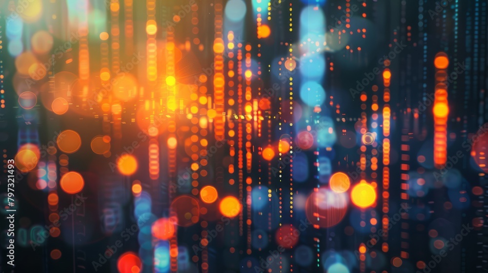 Poster abstract image of the world of finance and investments. colorful and bokeh effect. online finance an
