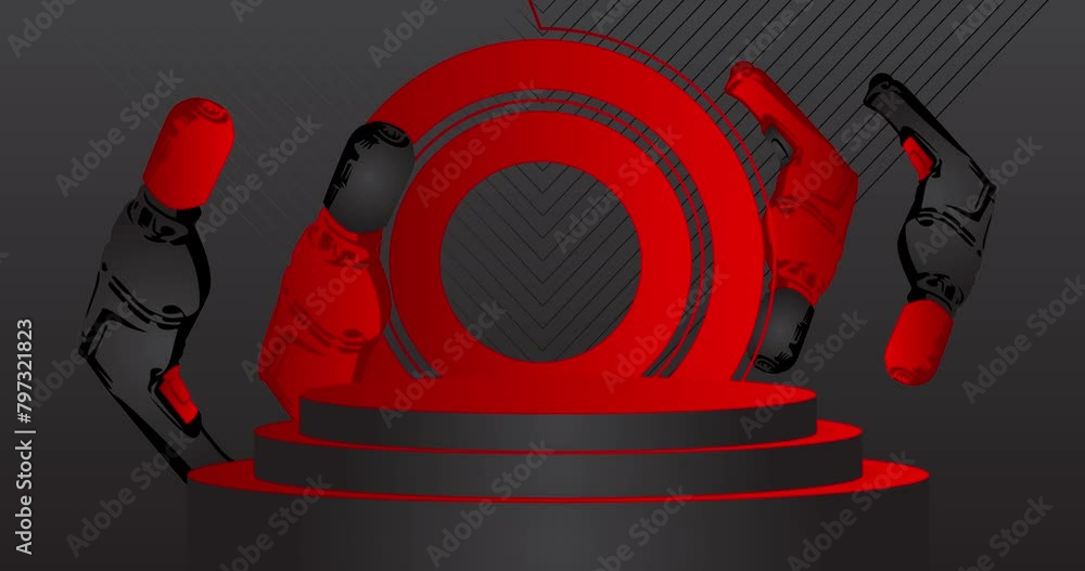 Poster mockup product display with drill. animation cylinder pedestal podium. power tool with stage showcas