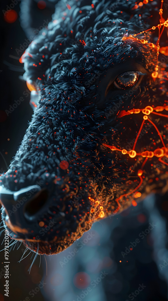 Sticker captivating genetic mutation of a mysterious reptilian creature in hyper-detailed, cinematic 3d rend