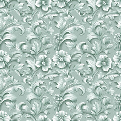 Floral green color, form natural, seamless fabric pattern.