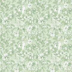 Floral green color, form natural, seamless fabric pattern.