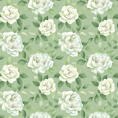 Floral green color, form natural, seamless fabric pattern.