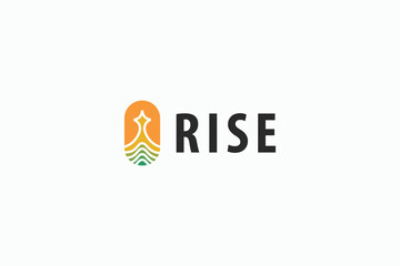 colorful rise logo design vector illustration with flat, modern and elegant styles. clean arrow, up logo symbol vector design template for business, community and social issue