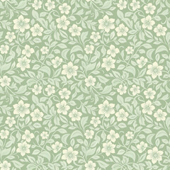 Floral green color, form natural, seamless fabric pattern.