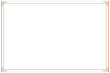 Elements of ornate vintage frames. Gold on white classic calligraphy border, chinese motifs. Design print for greeting cards, wedding invitations, restaurant menu, royal certificates. Set 89