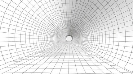 Wireframe tunnel with a vanishing point perspective
