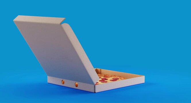 Rotating motion hot pizza isolated on white background.