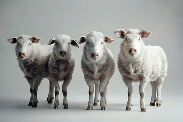 Fototapeta premium Flock of Domesticated Sheep Showcasing the Effects of Selective Breeding on Phenotypic Traits