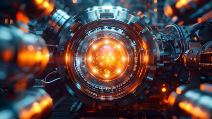 Obraz premium Highly Detailed Rendering of a Fusion Reactor Powering Renewable Energy Solution