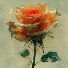 a rose that is in the middle of a digital painting