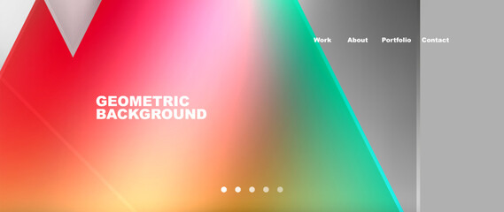A vibrant geometric background featuring a rainbow of colors including magenta, with various shapes like triangles and rectangles, creating a dynamic space for graphics and events