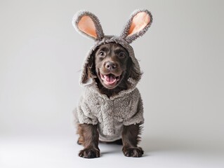 Excited Boykin Spaniel in Bunny Ears Costume.