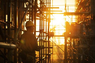 Naklejka premium construction worker in construction site, construction worker, workers at work