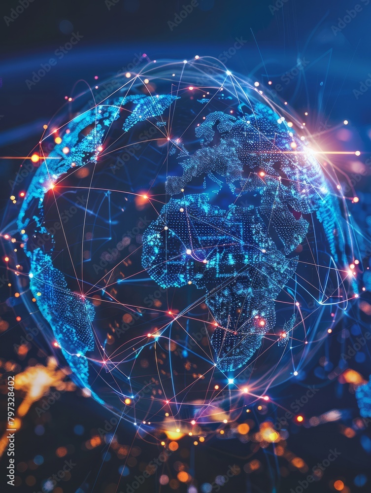 Poster global business structure of networking. analysis and data exchange customer connection, hr recruitm