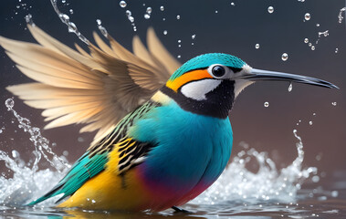 Naklejka premium A colorful bird with beautiful natural place