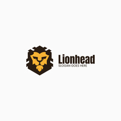Vector Logo Illustration Lion Simple Mascot Style