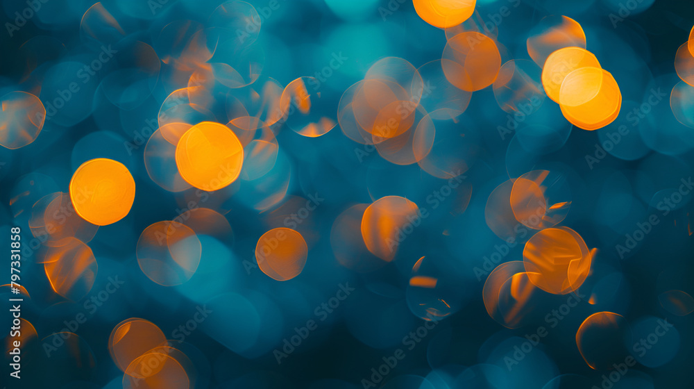 Poster a beautiful background looking awesome at night,blurred bokeh background of colorful,blue and orange