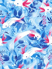 Aquatic elegance: seamless axolotl pattern