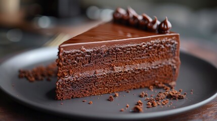 close-up of a delicious sacher cake