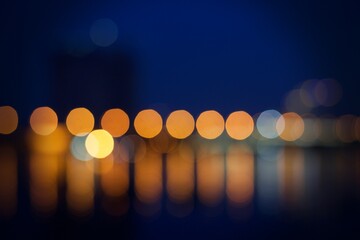 Abstract blue night city bokeh background