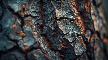 A mesmerizing macro photograph showcasing the intricate texture of tree bark, with fine lines,...