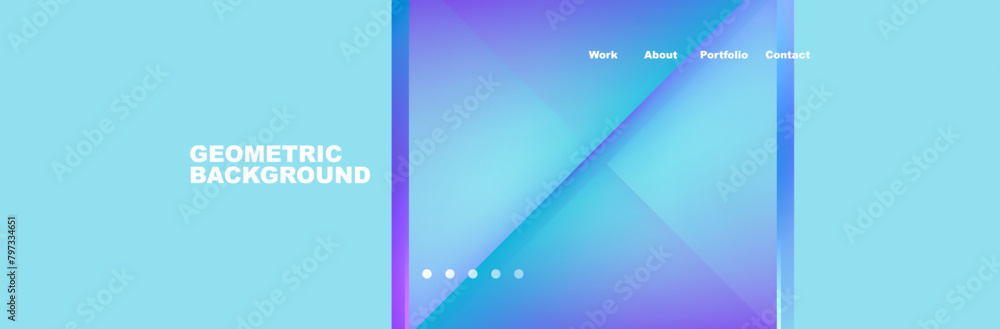 Poster an electric blue and magenta geometric background with a cell phone in the foreground. the phones di