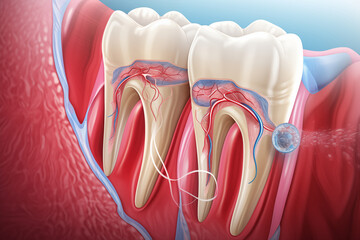 Dental Hygiene: Illustration demonstrating proper brushing and flossing techniques for maintaining good oral hygiene.