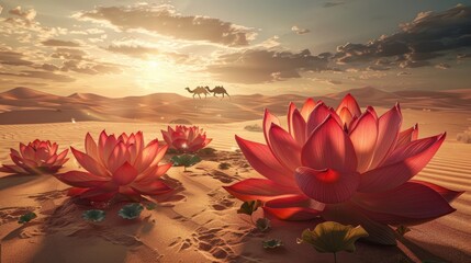 Desert Blooms with Giant Lotus Flowers.