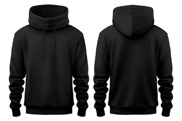 Black  hoodie template. Long Sleeve Cropped Hoodie, Hooded Sweatshirt for Designer Print Layout ,   generated by AI, 3D illustration,