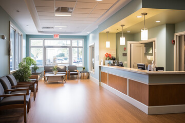 Dental reception area with comfortable seating and friendly staff.