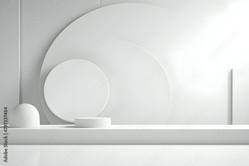 Aufkleber 3d white geometric shapes. realistic render design. abstract colored minimalistic composition. , gen