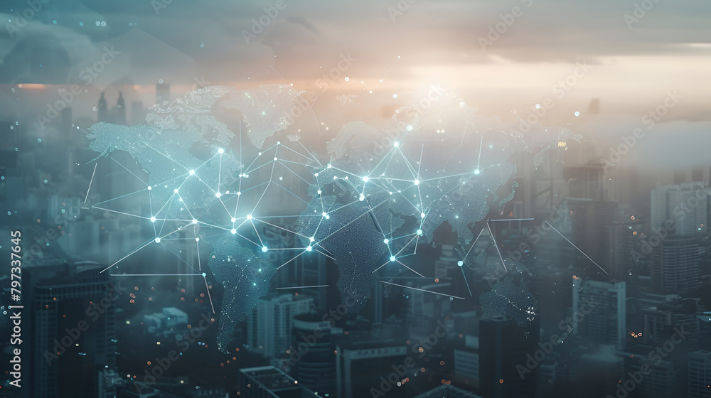 Aufkleber digital technology network data and communication concept abstract background,smart city and abstrac