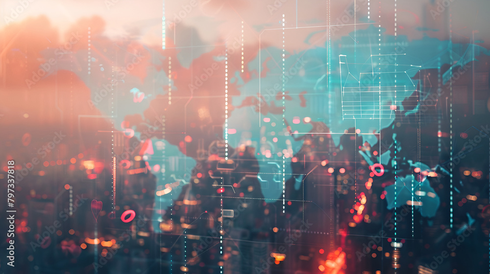 Aufkleber digital technology network data and communication concept abstract background,smart city and abstrac
