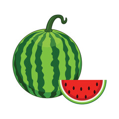 Ripe watermelon and juicy piece on a white background Isolated