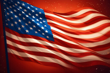 Obraz premium Waving American flag for fourth of July, 4th of July, Independence Day, Memorial Day background