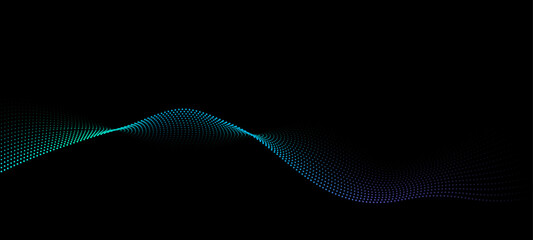 Vector in concept of AI technology, science, music.
wave pattern, blue and green color isolated on black background.