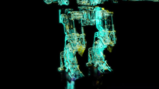 Rendering 3D animation, VISUAL EFFECTS sci-fi transformers robot Model on a black background