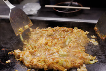 Monjyayaki, Japanese traditional teppanyaki. 