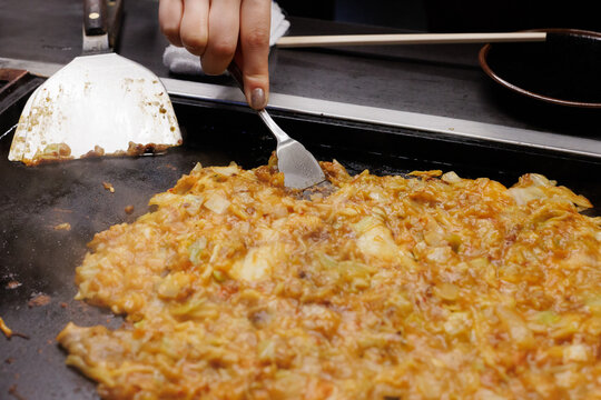 Monjyayaki, Japanese traditional teppanyaki. 