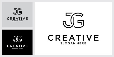 JG or GJ initial letter logo design vector