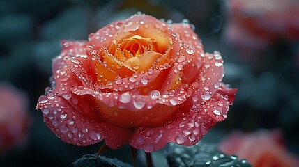 Capture the mesmerizing symmetry of raindrops clinging to the velvety petals of a blooming rose, refracting the world in miniature.