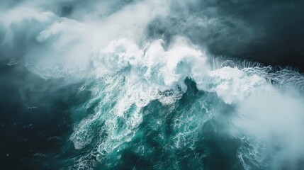 Obraz premium Aerial photography of a stormy atmospheric coastline