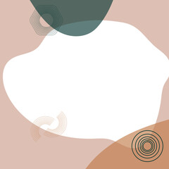 Boho style abstract decorative frame. Boho colored background frame. Soft, cute decorative background.