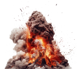 volcano with lava isolated on transparent background