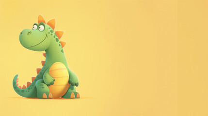 Obraz premium Dinosaur Day, cute Dinosaur on minimal solid colour background with copy space