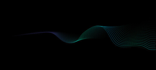 Vector in concept of AI technology, science, music.
wave pattern, blue and green color isolated on black background.